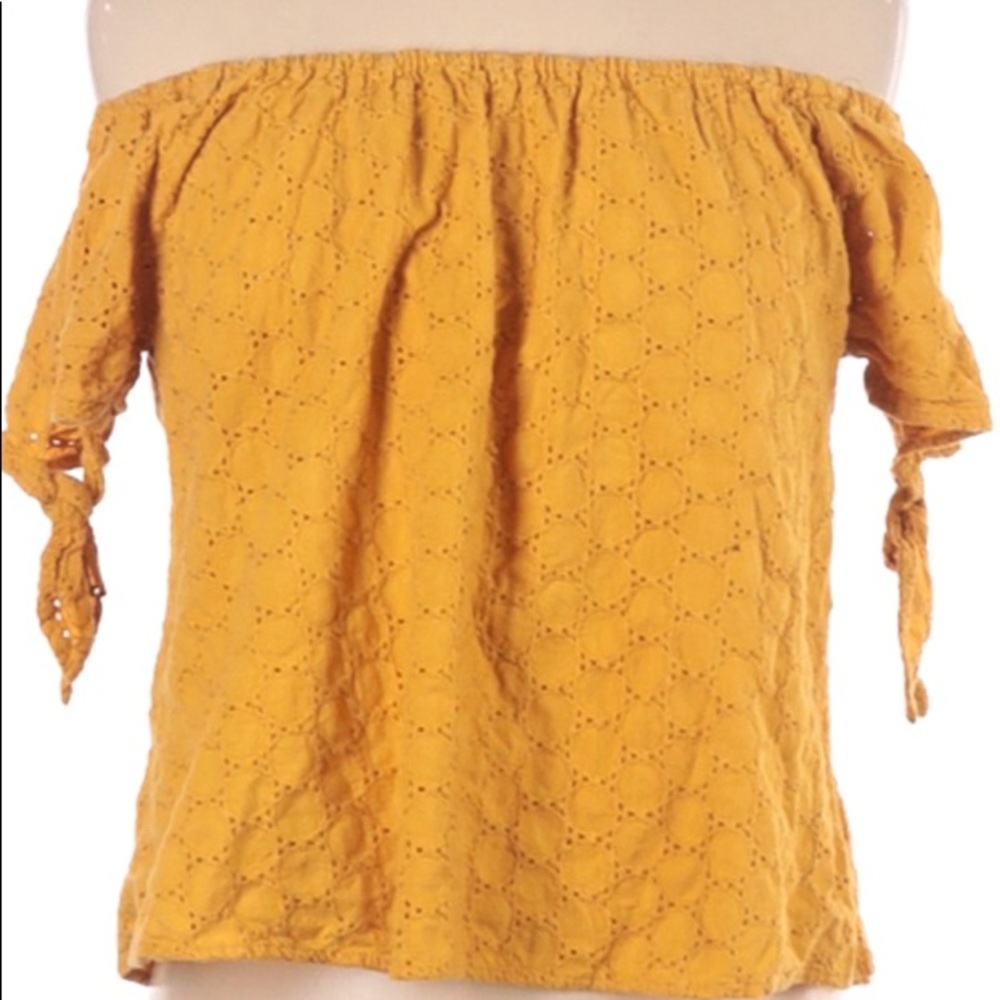 Off the shoulder yellow lace top
